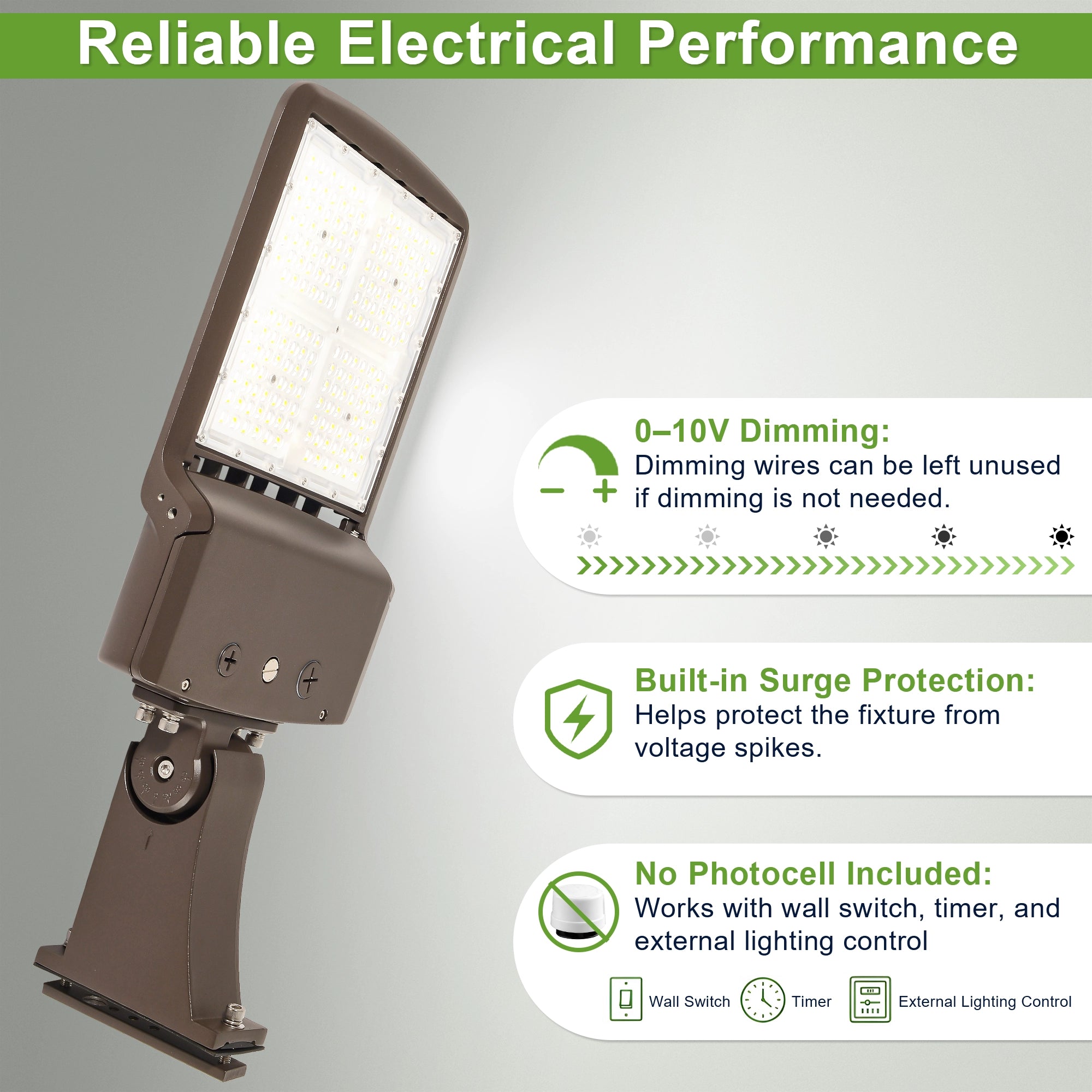 277-480V LED parking lot light with direct arm mount for round and square light poles