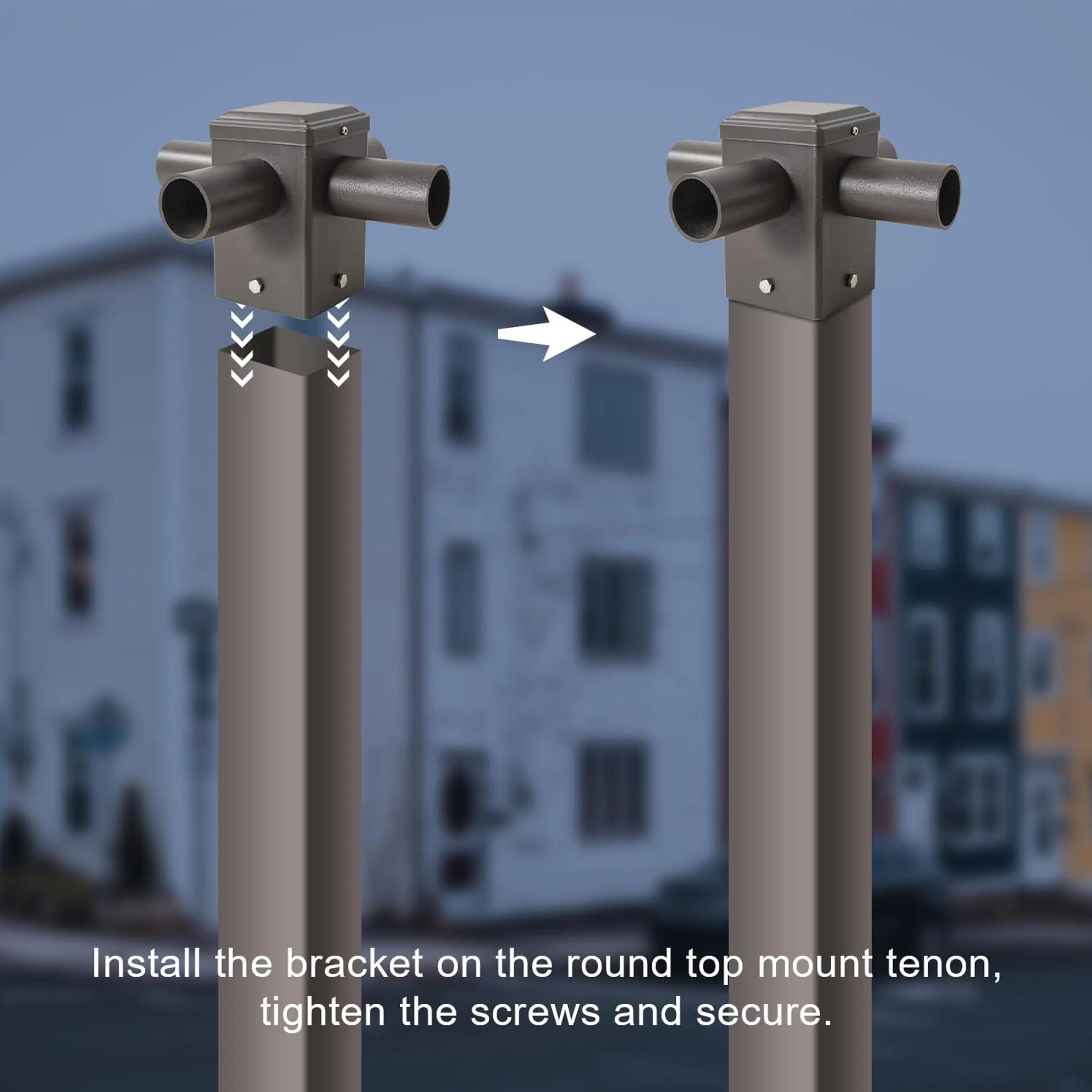 TANLITE Lighting Quadruple 90° Tenon Adapter with 4 Horizontal Tenons For 4inch square light poles