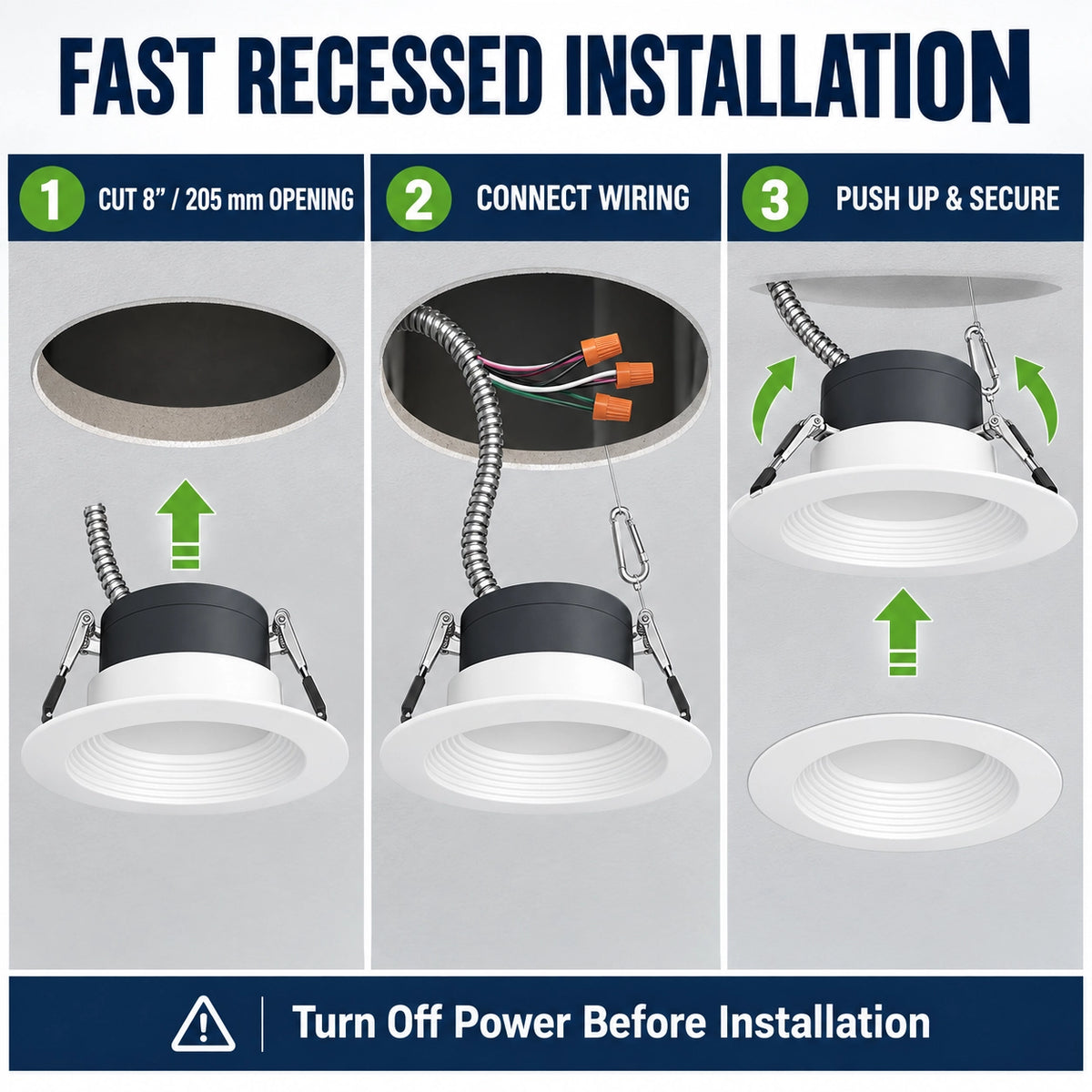 8 inch LED recessed downlight for offices retail stores hotels restaurants and commercial interiors