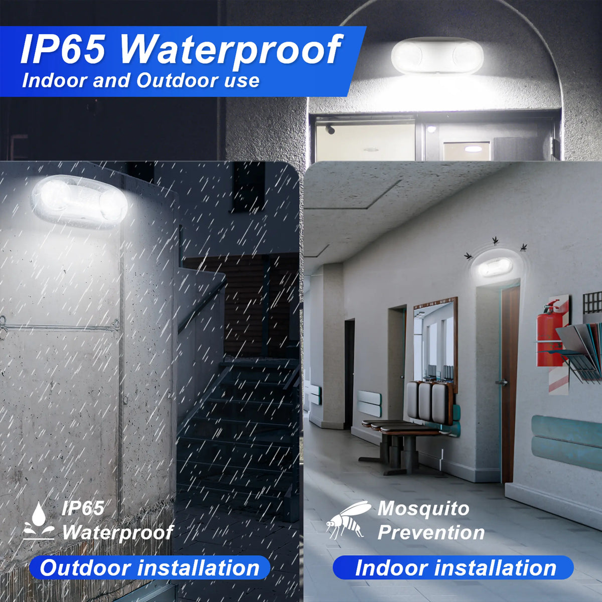 Wet location emergency light with rechargeable 90-minute battery backup