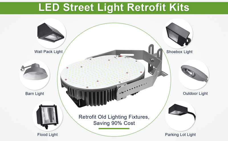 150W LED Retrofit Kit with Power Supply, 20250 Lumens Shoebox LED Retrofit Retrofit Kits-600W MH/HID/HPS Equivalent-5000K E39 Mogul Base for Parking Lot Lights