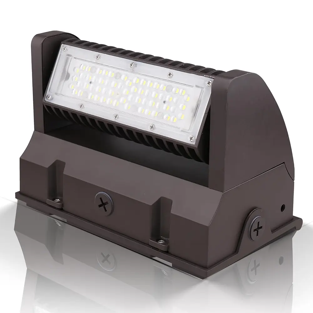 TANLITE LED rotatable wall pack light with adjustable angle, 5400 lumens, 5000K daylight white, IP65 waterproof rating for commercial use