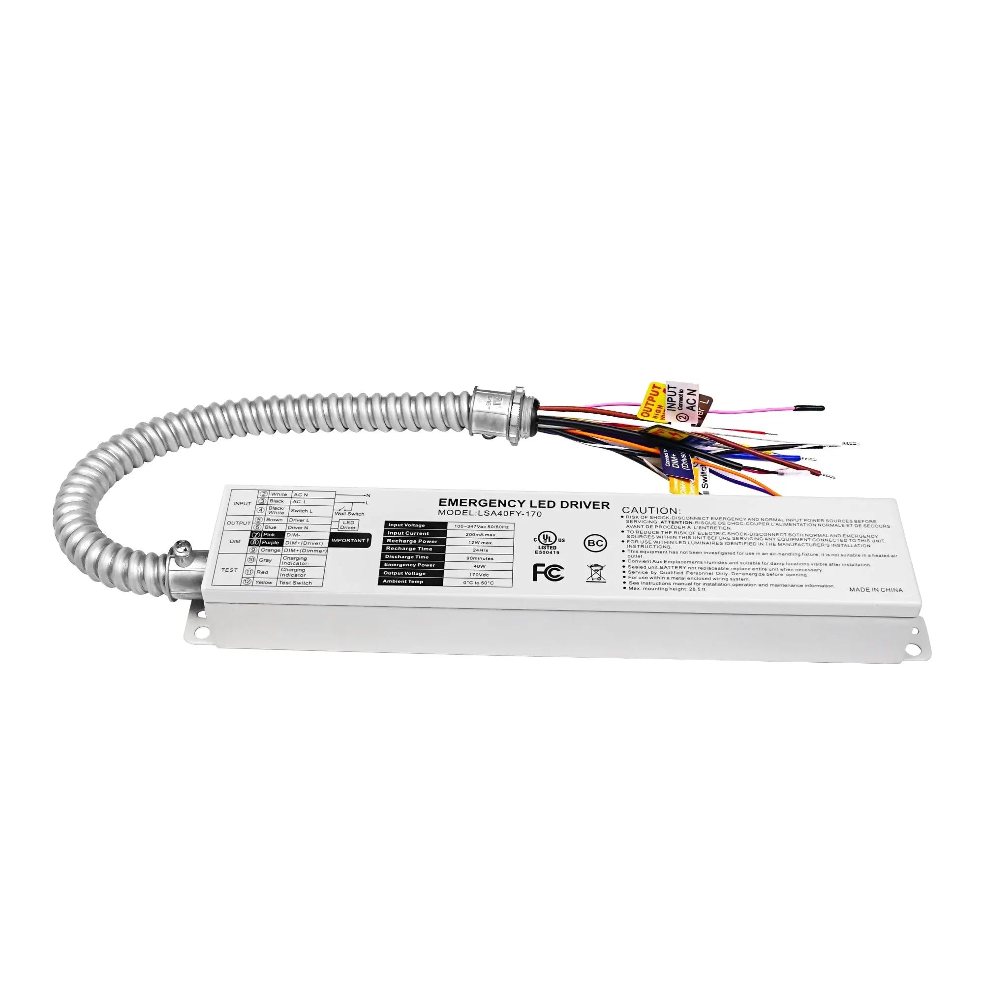 40W Emergency Battery Backup Inverter-AC 100~347V Input-170V DC Output