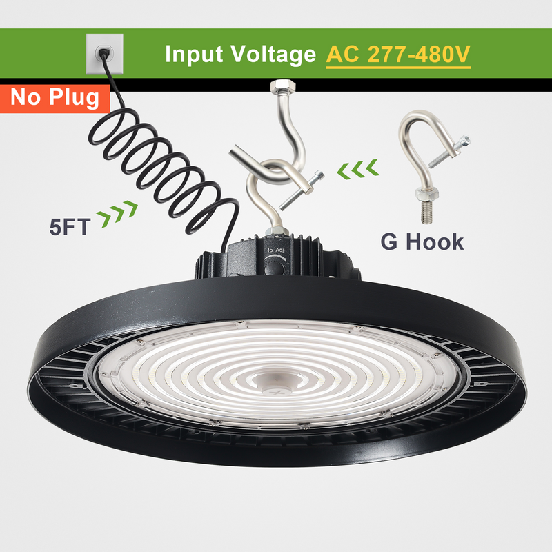 150W/120W/100W TANLITE UFO High Bay LED Fixture-277-480V-Selectable Wattage-CCT 5000K-Up To 21,000 Lumens