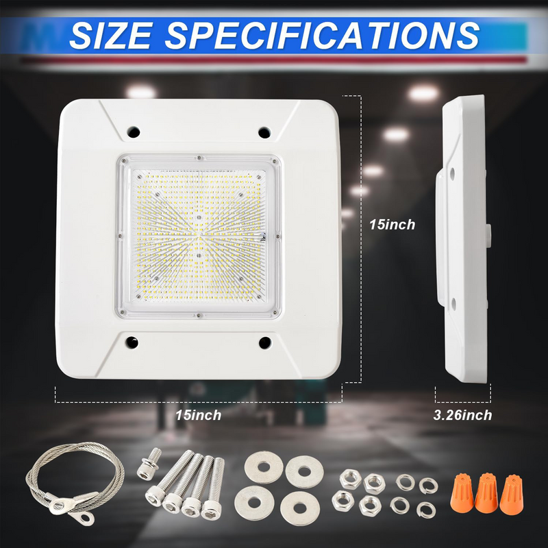 TANLITE Lighting 150W LED Canopy Gas Station Light-CCT 5700K Surface Mount-(600W HID/HPS Replacement) 21000LM Commercial Canopy Ceiling Lighting, IP65 Waterproof 100-277V DLC UL Listed