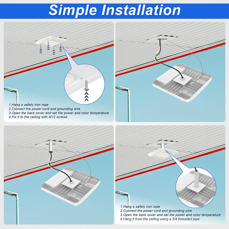 TANLITE Lighting 150W LED Canopy Gas Station Light-CCT 5700K Surface Mount-(600W HID/HPS Replacement) 21000LM Commercial Canopy Ceiling Lighting, IP65 Waterproof 100-277V DLC UL Listed