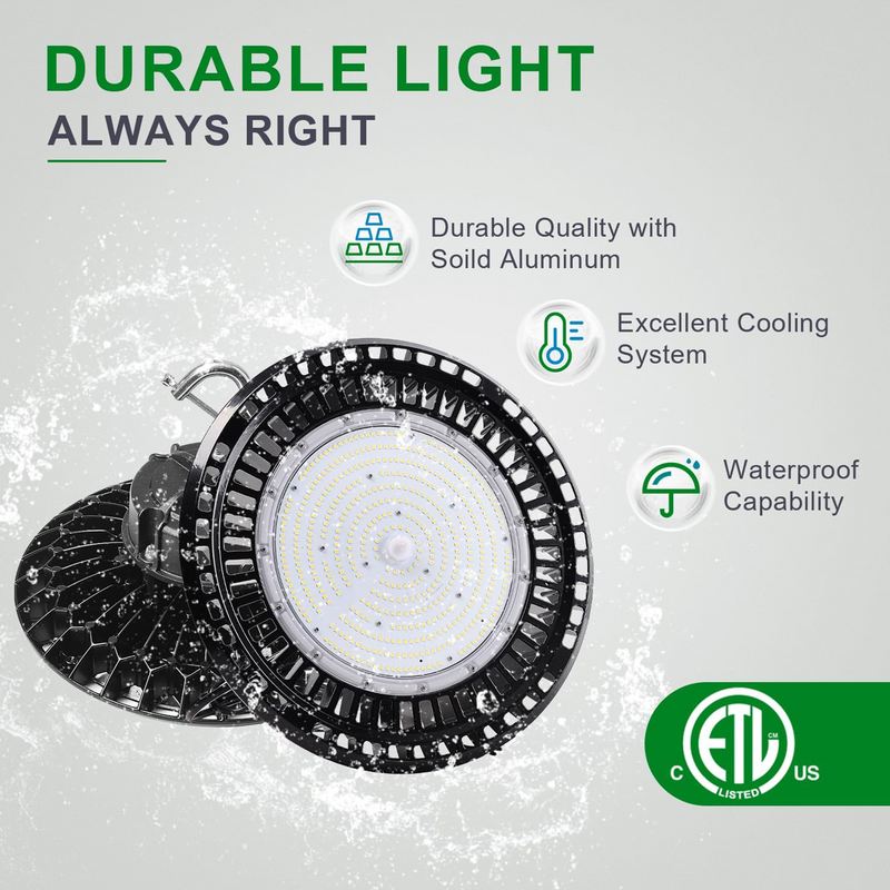 TANLITE Lighting 150W LED UFO High bay 5000K AC 100-277V-24,000 Lumens-5 Years warranty-ETL+DLC 5.1