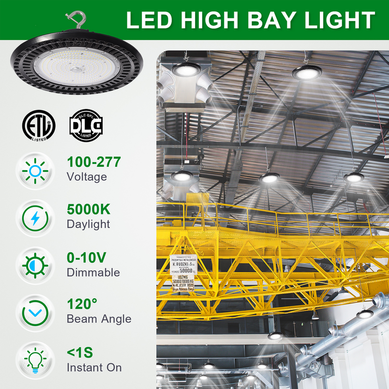 TANLITE Lighting 150W LED UFO High bay 5000K AC 100-277V-24,000 Lumens-5 Years warranty-ETL+DLC 5.1