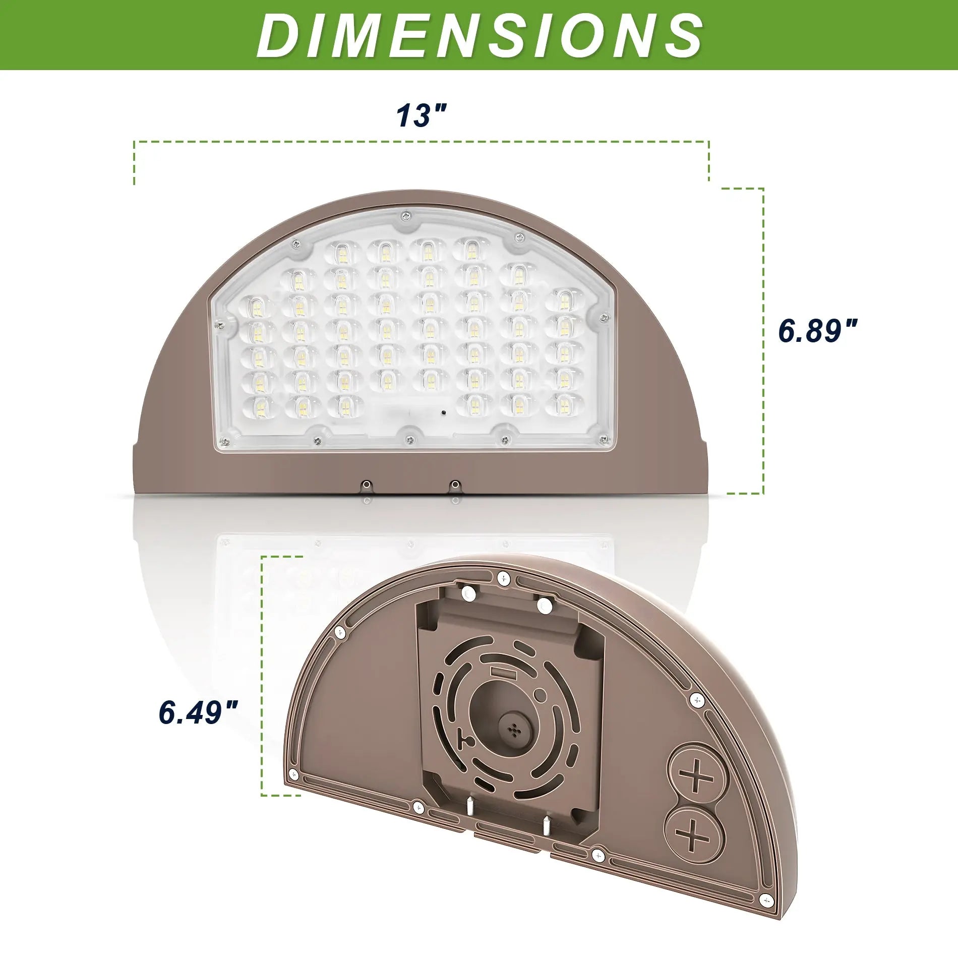80W/64W/48W Wattage Selectable-LED Half Moon Wall Pack Light- CCT 3000K/4000K/5000K-AC 120~347V- 0~10V dimmable TANLITE