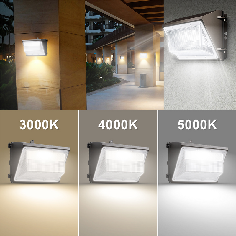 TANLITE 120W/100W/80W/60W 4 Watts Selectable LED Wall Pack Light- CCT 3000K/4000K/5000K-AC 120~277V- For Outdoor Building Lighting-ETL+DLC Listed