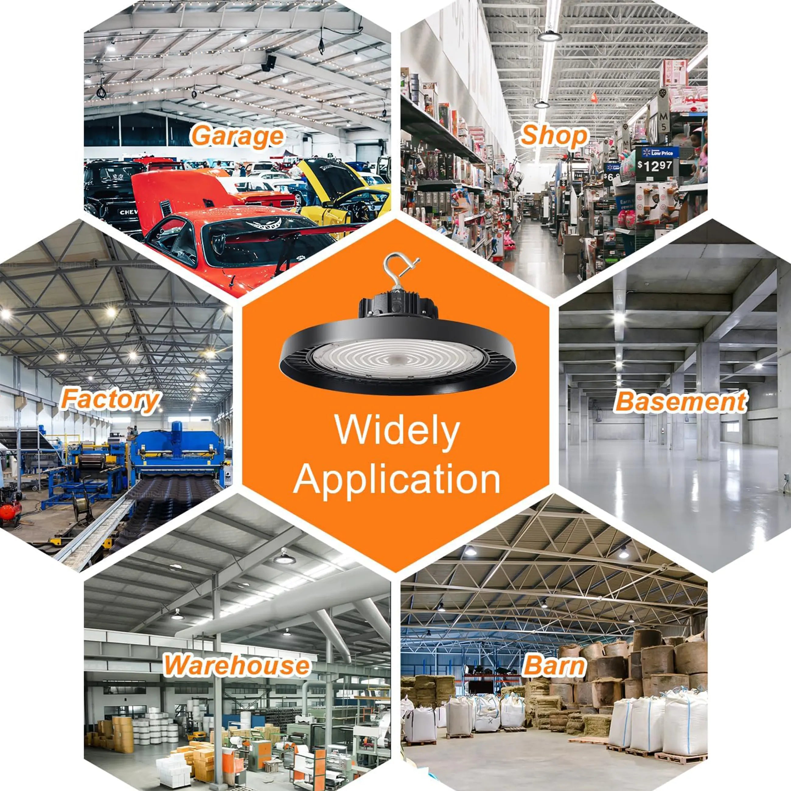 150W 120W 100W Adjustable-480V UFO LED High Bay Light-AC 277-480V-5000K Daylight-LED Shop Lights (500W MH/HPS Equiv.)- 0-10V Dimmable Commercial Bay Lighting for Warehouse Factory TANLITE