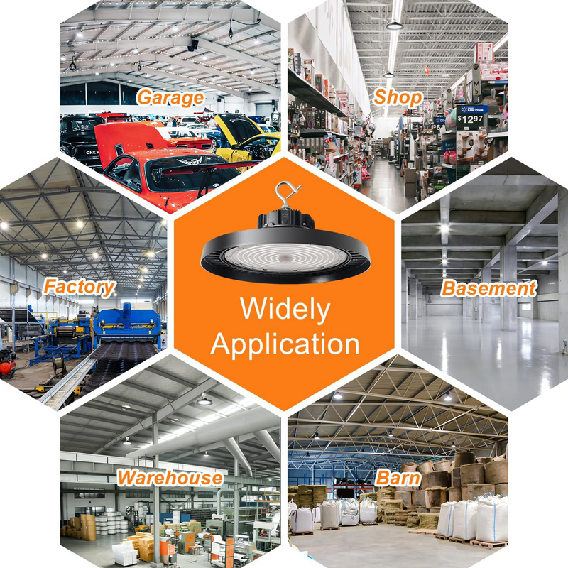 150W 120W 100W Adjustable-480V UFO LED High Bay Light-AC 277-480V-5000K Daylight-LED Shop Lights (500W MH/HPS Equiv.)- 0-10V Dimmable Commercial Bay Lighting for Warehouse Factory