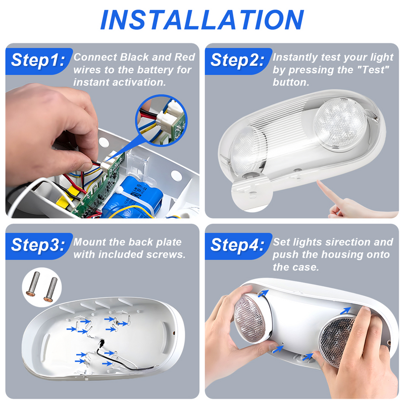 TANLITE LED Wet Location Outdoor Emergency Light with Adjustable Light Heads, UL-Listed, Rechargeable Battery Backup Included For Emergency Lighting