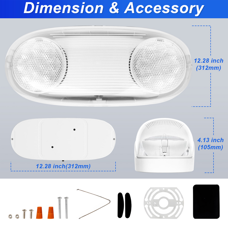 TANLITE LED Wet Location Outdoor Emergency Light with Adjustable Light Heads, UL-Listed, Rechargeable Battery Backup Included For Emergency Lighting