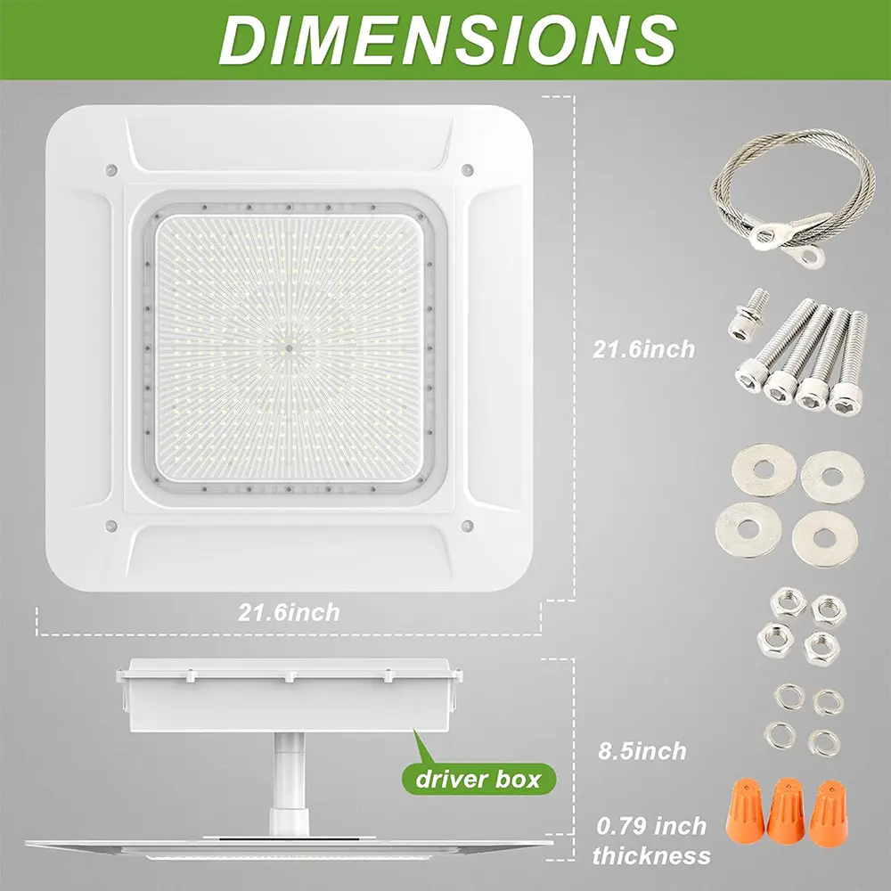TANLITE 180W LED Canopy Light-AC 120~277V-CCT 5700K-0~10V Dimming- Lumen Output 25,200 Lumens-UL & DLC 5.1 Listed