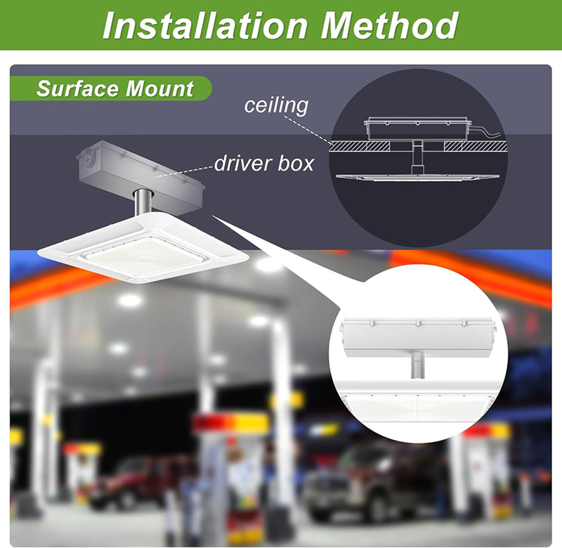 TANLITE 240W LED Canopy Light-AC 120~277V-CCT 5700K-0~10V Dimming- Lumen Output 33,600 Lumens-UL & DLC 5.1 Listed