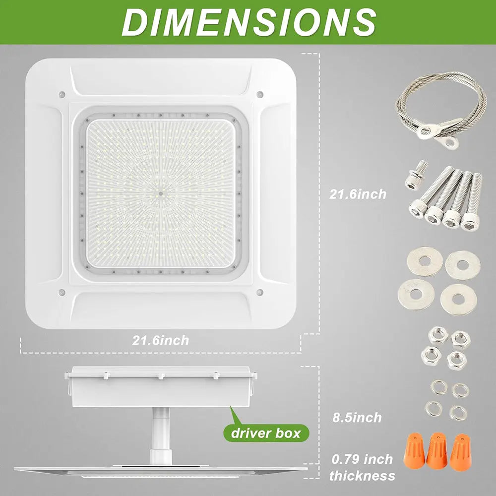 TANLITE 240W LED Canopy Light-AC 120~277V-CCT 5700K-0~10V Dimming- Lumen Output 33,600 Lumens-UL & DLC 5.1 Listed