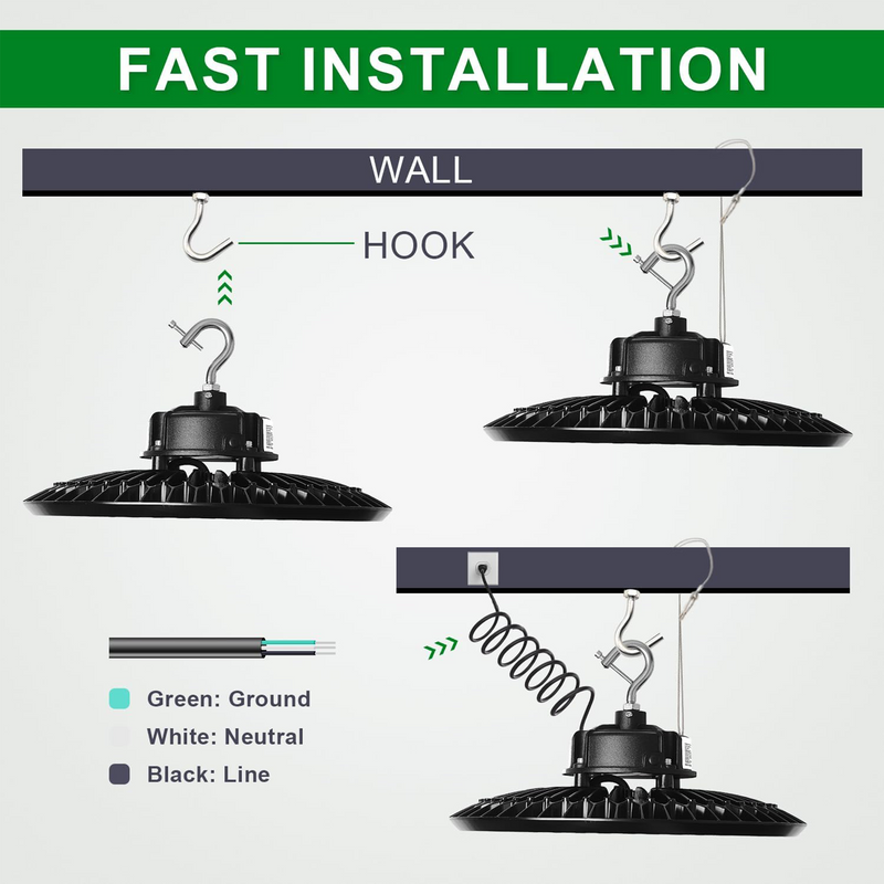 240W LED UFO High bay CCT 5000K-AC 100-277V-38,400 Lumens-ETL+DLC 5.1