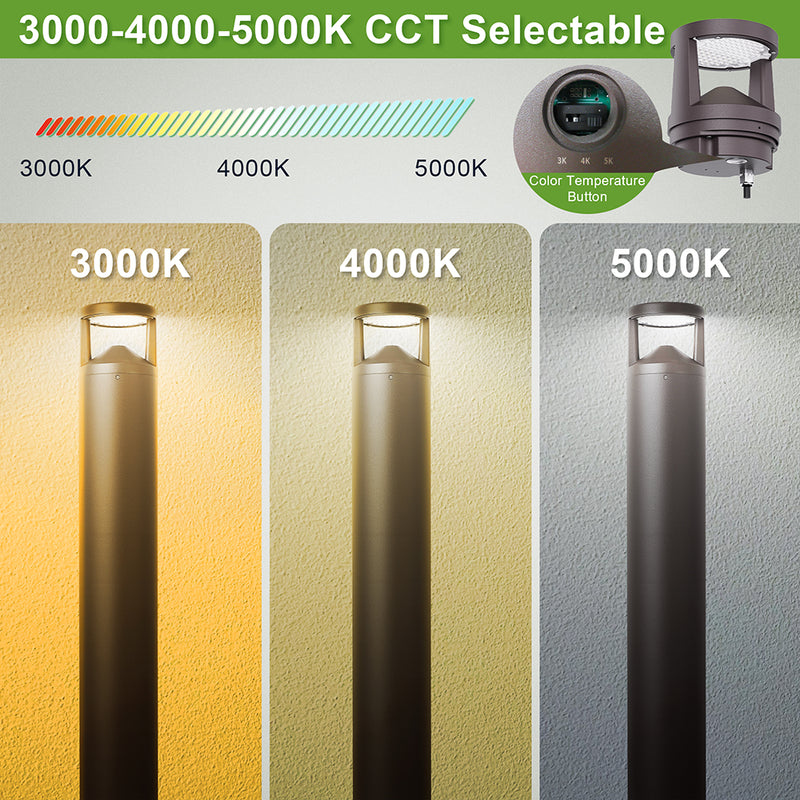 TANLITE 24W LED Bollard Light 42 inch High -3 CCT Selectable 3000K/4000K/5000K