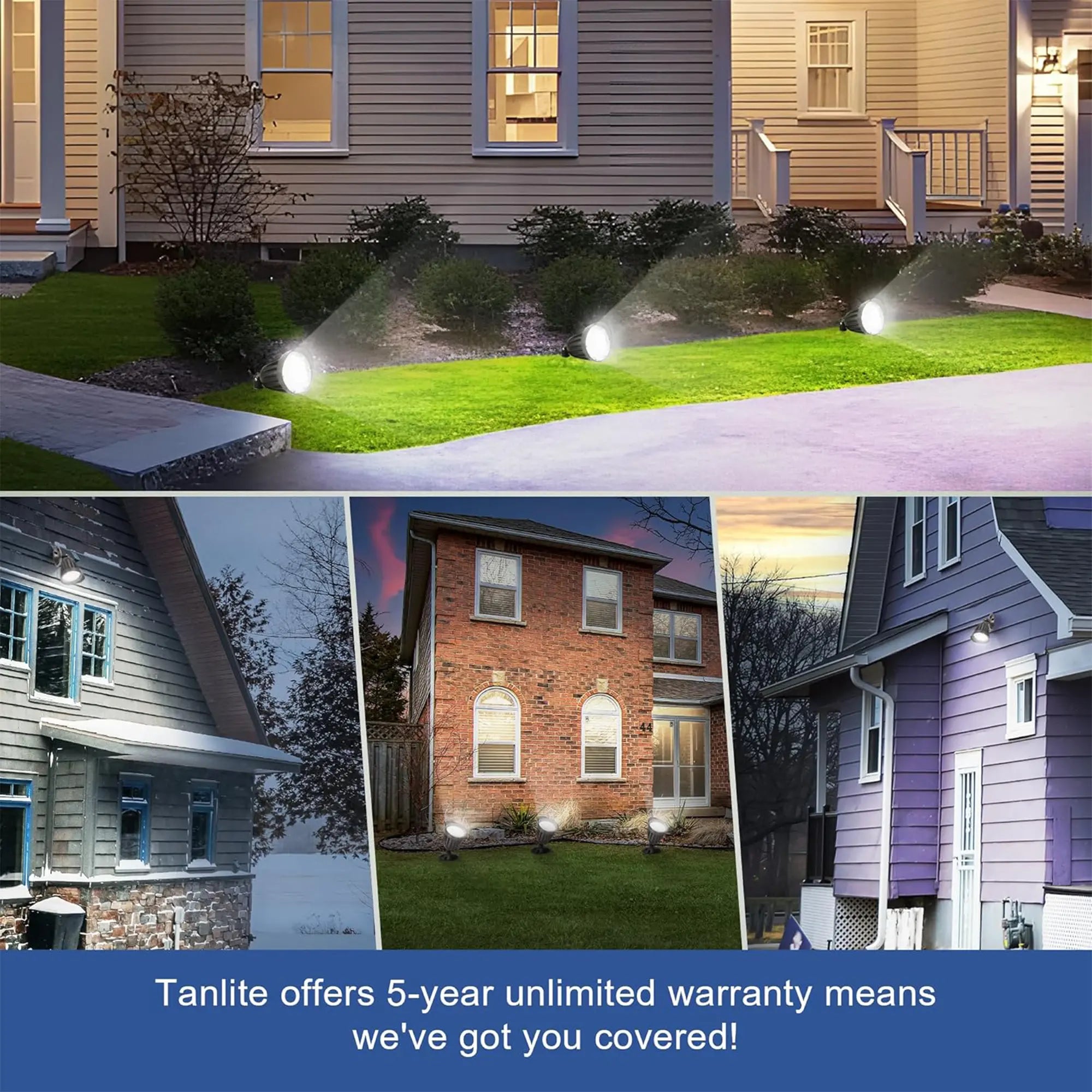 TANLITE 25W LED Bullet Flood Light-Outdoor Landscape Lighting-CCT 3000K/4000K/5000K Selectable-Knukle Mount-DLC 5.1 Listed