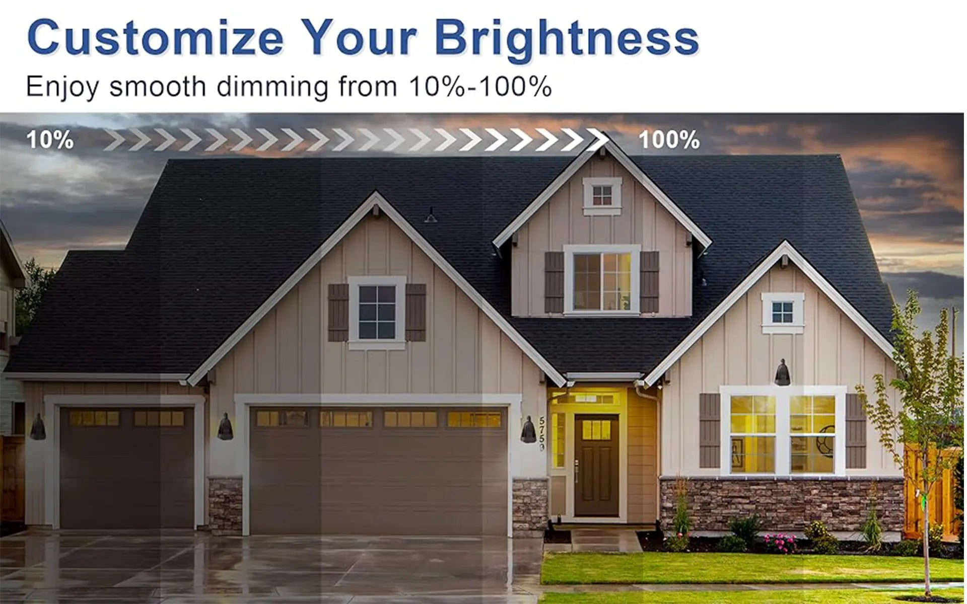 TANLITE 25W LED Bullet Flood Light-Outdoor Landscape Lighting-CCT 3000K/4000K/5000K Selectable-Knukle Mount-DLC 5.1 Listed