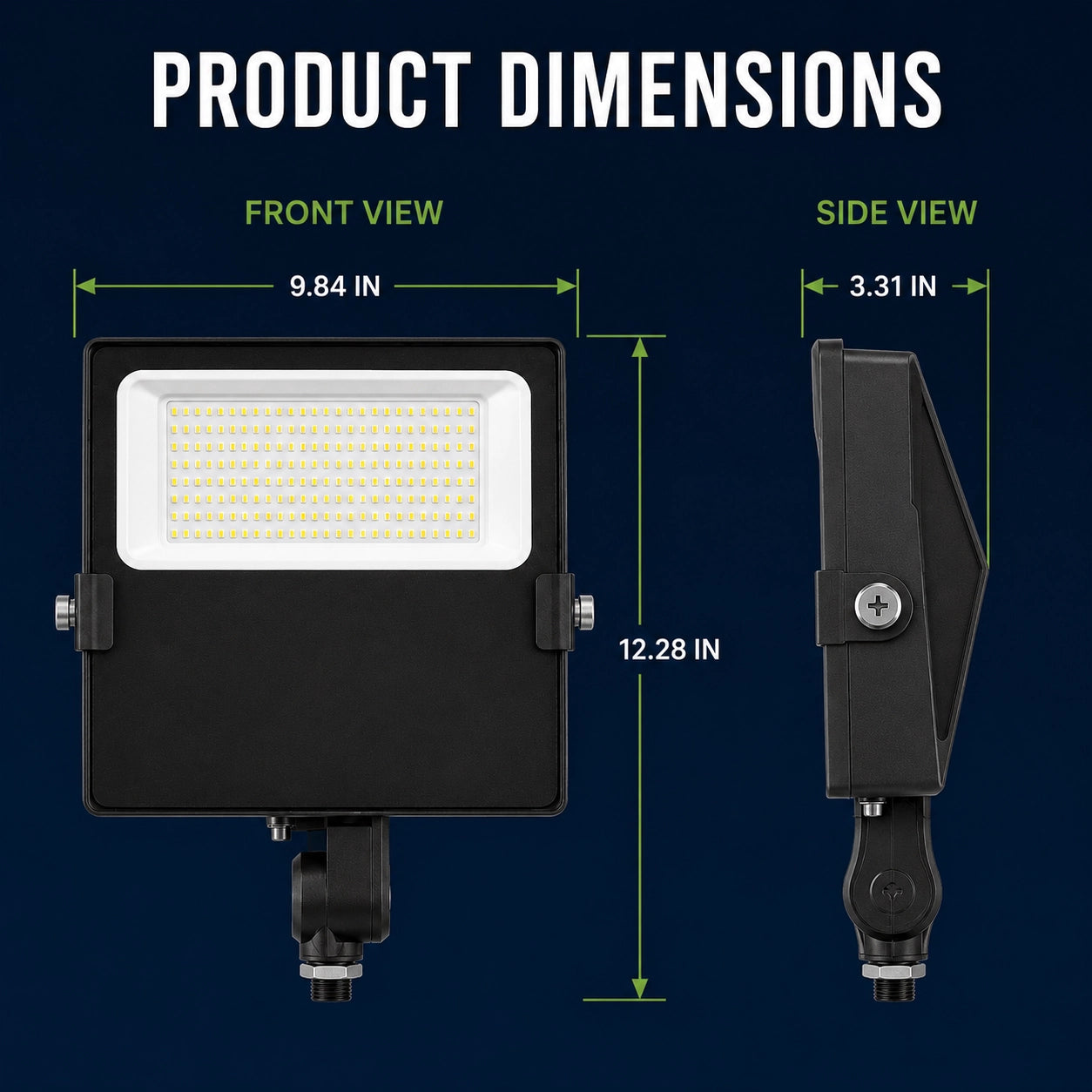80W/60W/40W Selectable LED Flood Light, 3CCT, Photocell, Knuckle Mount