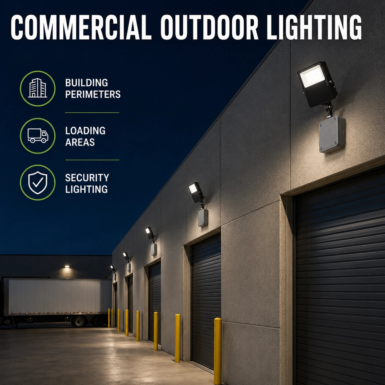 80W/60W/40W Selectable LED Flood Light, 3CCT, Photocell, Knuckle Mount