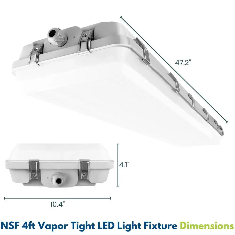 NSF 4ft Vapor Tight LED Light Fixture - 165/135/105W - 27,400 lumens - 5000K/4000K/3500K Selectable - 120-277V