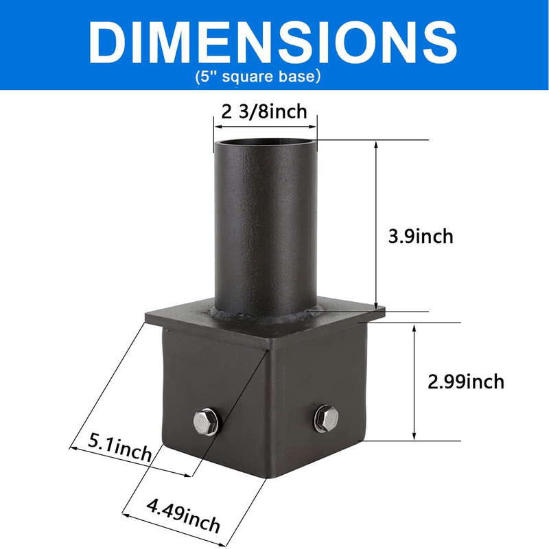 5 Inch Square Pole Bracket Tenon Adapter, Tenon Pole Bracket, Pole Top Mount for Slip Fit Mounting, Parking Lot Light, LED Shoebox Light