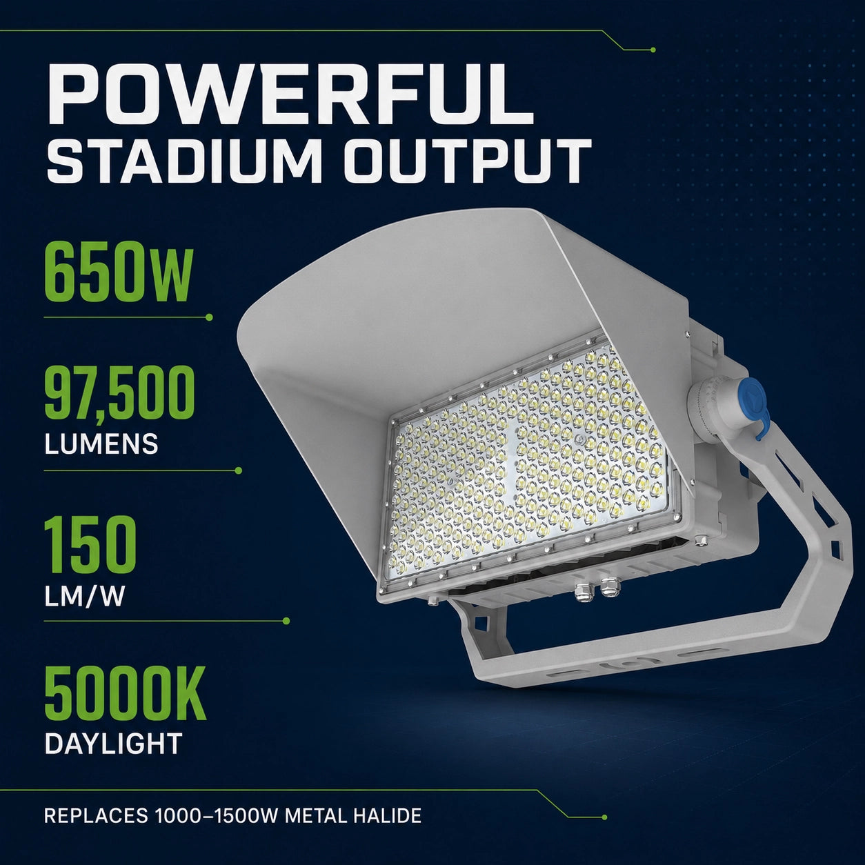 650W LED Stadium Light-Sport Light-CCT 5000K-97500 Lumens-UL DLC 5.1 Certified-5 Years Warranty