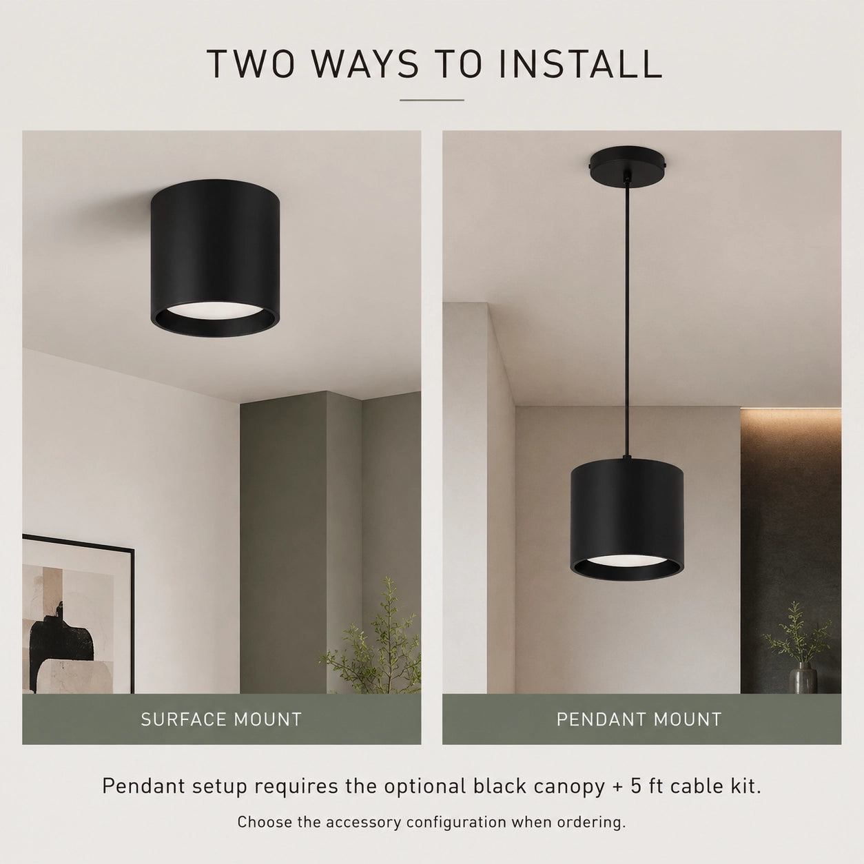 5″/7″/9″ LED Cylinder Ceiling Downlight – Black, 5CCT, Triac Dimmable