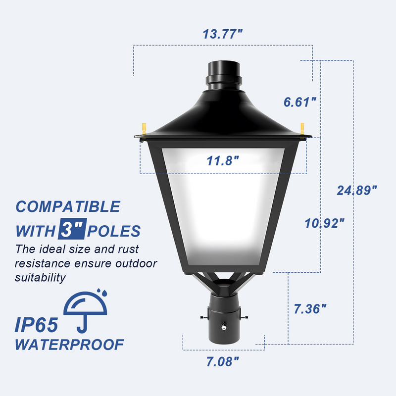 TANLITE 30/50/60W LED Dusk to Dawn Outdoor Lighting Fixture-CCT 3000K/4000K/5000K Post Top Lantern & Wall Mount Porch Lamp-Photocell Sensor, Fits 3" Poles - Street Front Yard Patio Garage Exterior Light