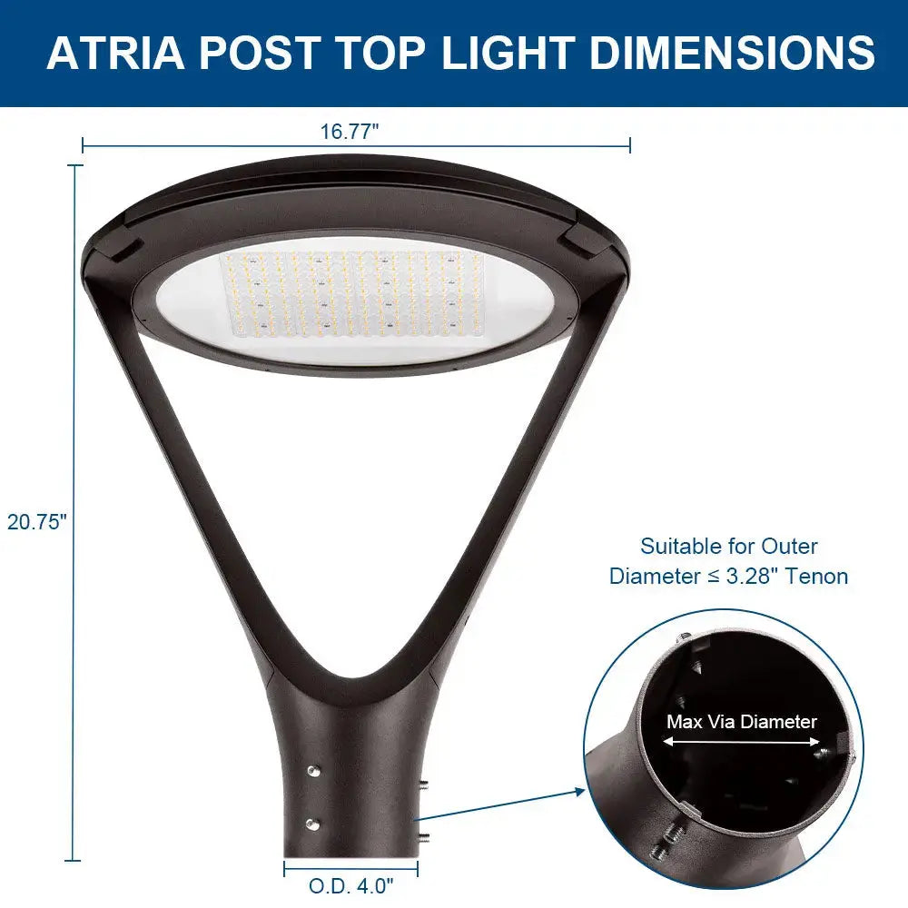 LED Post Top Light 125W/105W/76W Selectable - 18,700LM 3CCT 120-277V Commercial Outdoor Pole Light