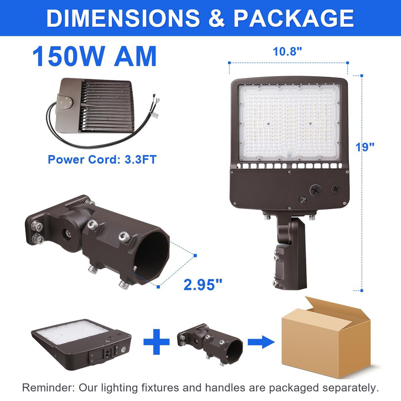 150W 480V LED Parking Lot Shoebox Light-21,000 Lumens-CCT 5000K-400W Metal Halide Equivalent-With Bracket Mount-5 Years Warranty