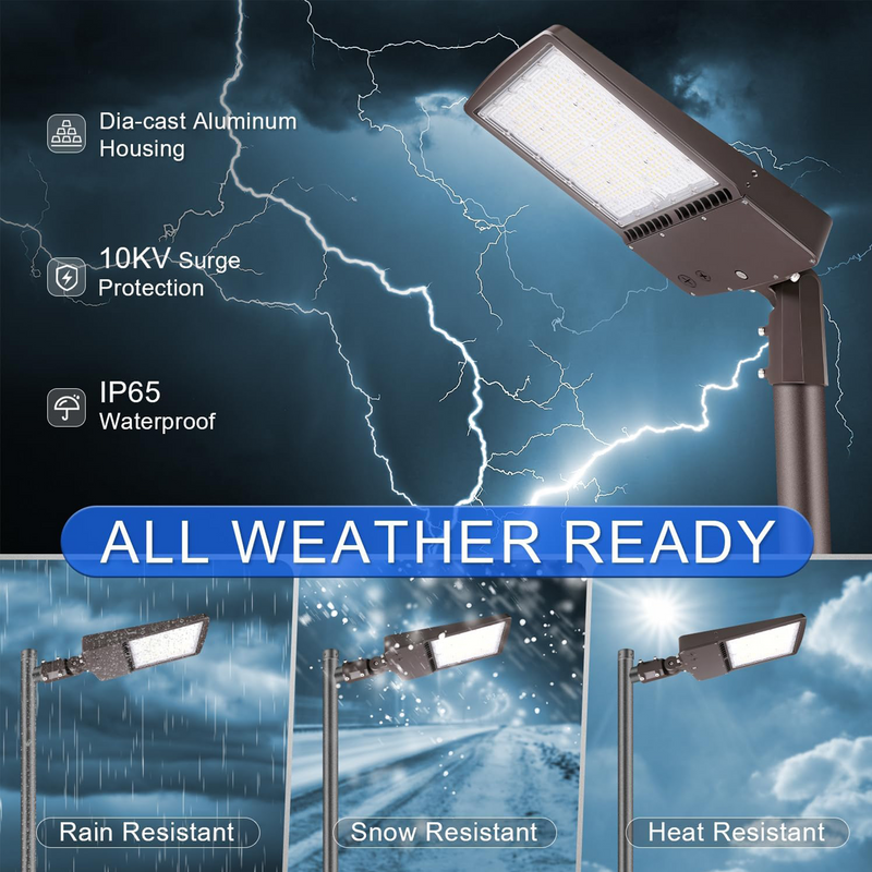 150W 480V LED Parking Lot Shoebox Light-21,000 Lumens-CCT 5000K-400W Metal Halide Equivalent-With Bracket Mount-5 Years Warranty