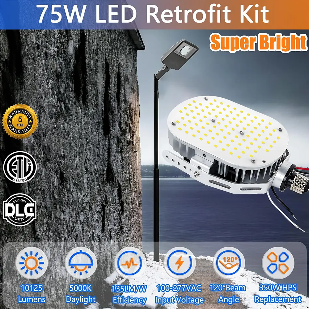 75W-LED Shoebox Retrofit Kit Lights-E39 Base-150-250W MH/HPS Equivalent, Great for Street Shoebox Lamp, Flood Lights, High Bay and etc-10,800 Lumens-ETL+DLC Listed