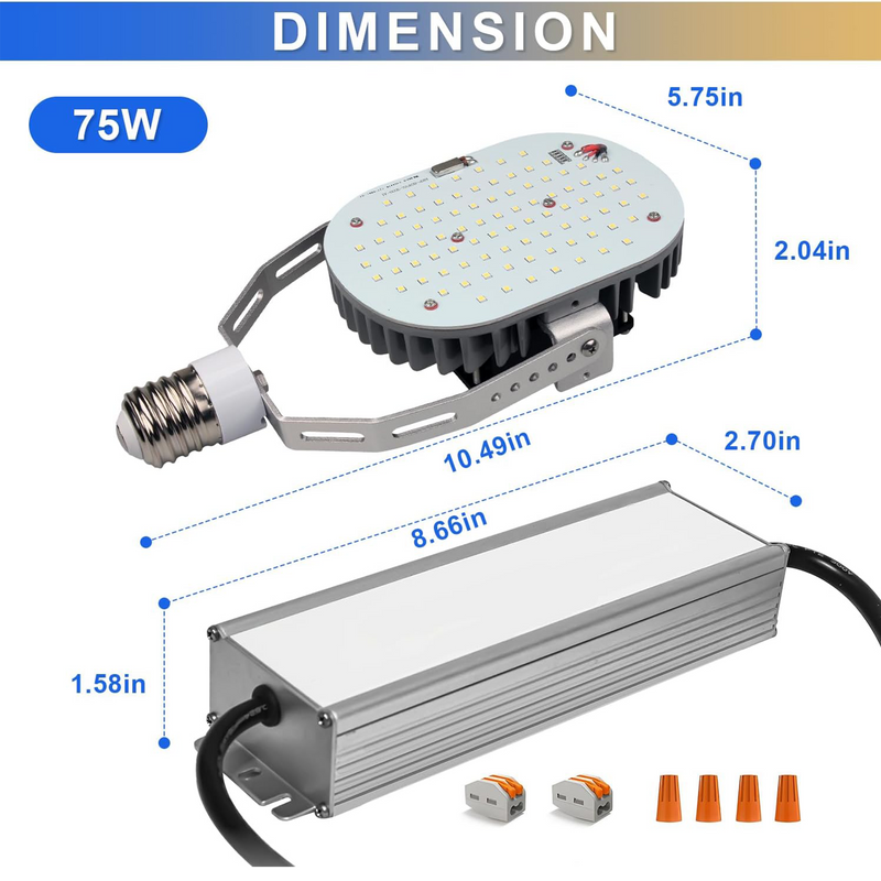 TANLITE Lighting 75W-LED Shoebox Retrofit Kit Lights-E39 Base-150-250W MH/HPS Equivalent, Great for Street Shoebox Lamp, Flood Lights, High Bay and etc-10,800 Lumens-ETL+DLC Listed