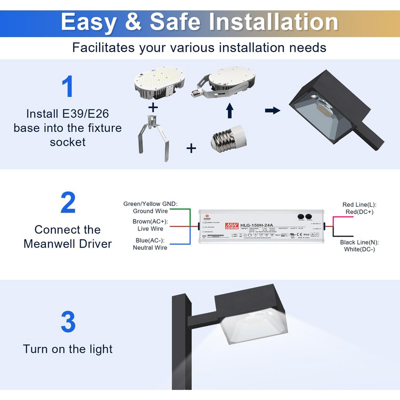 TANLITE Lighting 75W-LED Shoebox Retrofit Kit Lights-E39 Base-150-250W MH/HPS Equivalent, Great for Street Shoebox Lamp, Flood Lights, High Bay and etc-10,800 Lumens-ETL+DLC Listed