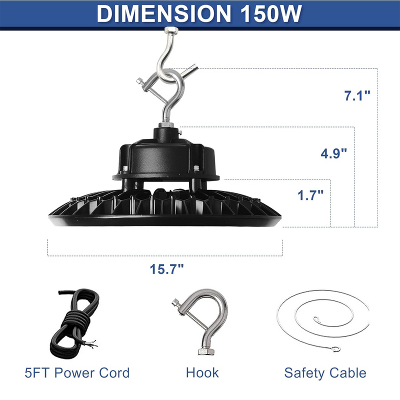 Tanlite 150W 480V LED UFO High Bay, 5000K, 24,000 Lumens, 5-Year Warranty, ETL and DLC 5.1 Certification