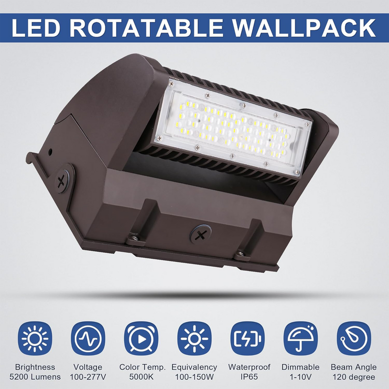TANLITE 40W Rotatable LED Wall Pack Light-5,200 Lumens-120W Metal Halide Equivalent-5000K