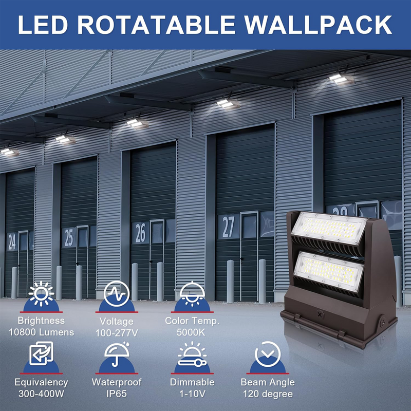 TANLITE 80W Rotatable Led Wall Pack Light-10,400 Lumens-175W Metal Halide Equivalent-5000K