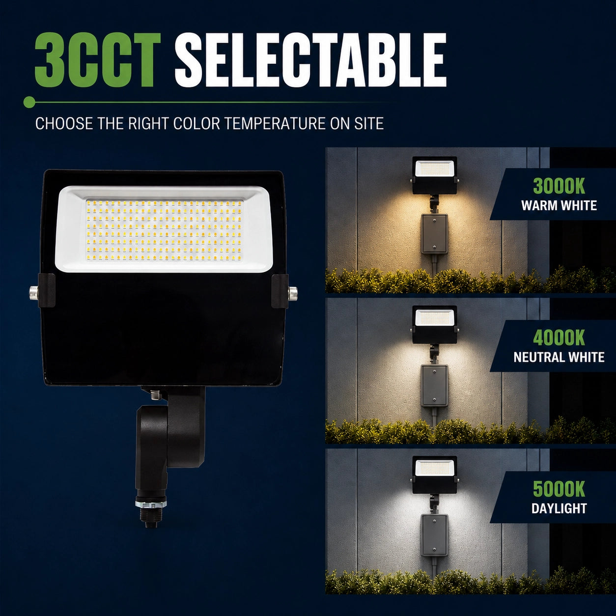 LED flood light with on off photocell for automatic dusk to dawn outdoor lighting