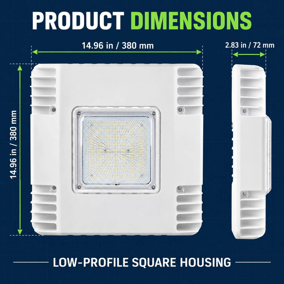 White housing LED gas station canopy light for bright uniform commercial canopy illumination