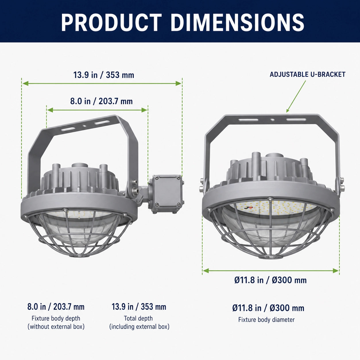 Industrial explosion proof low bay light for refineries chemical plants and processing facilities