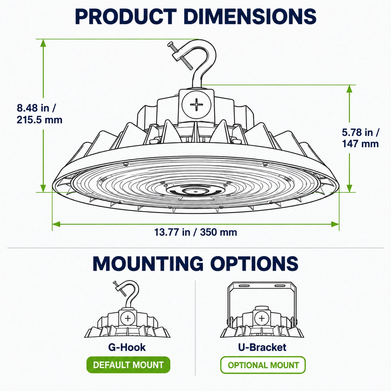 IP65 industrial UFO LED high bay light for warehouses manufacturing plants and workshops