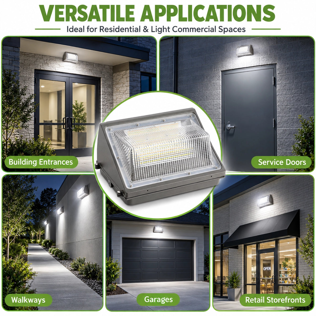LED wall pack light designed to replace 100W to 150W metal halide and HPS fixtures
