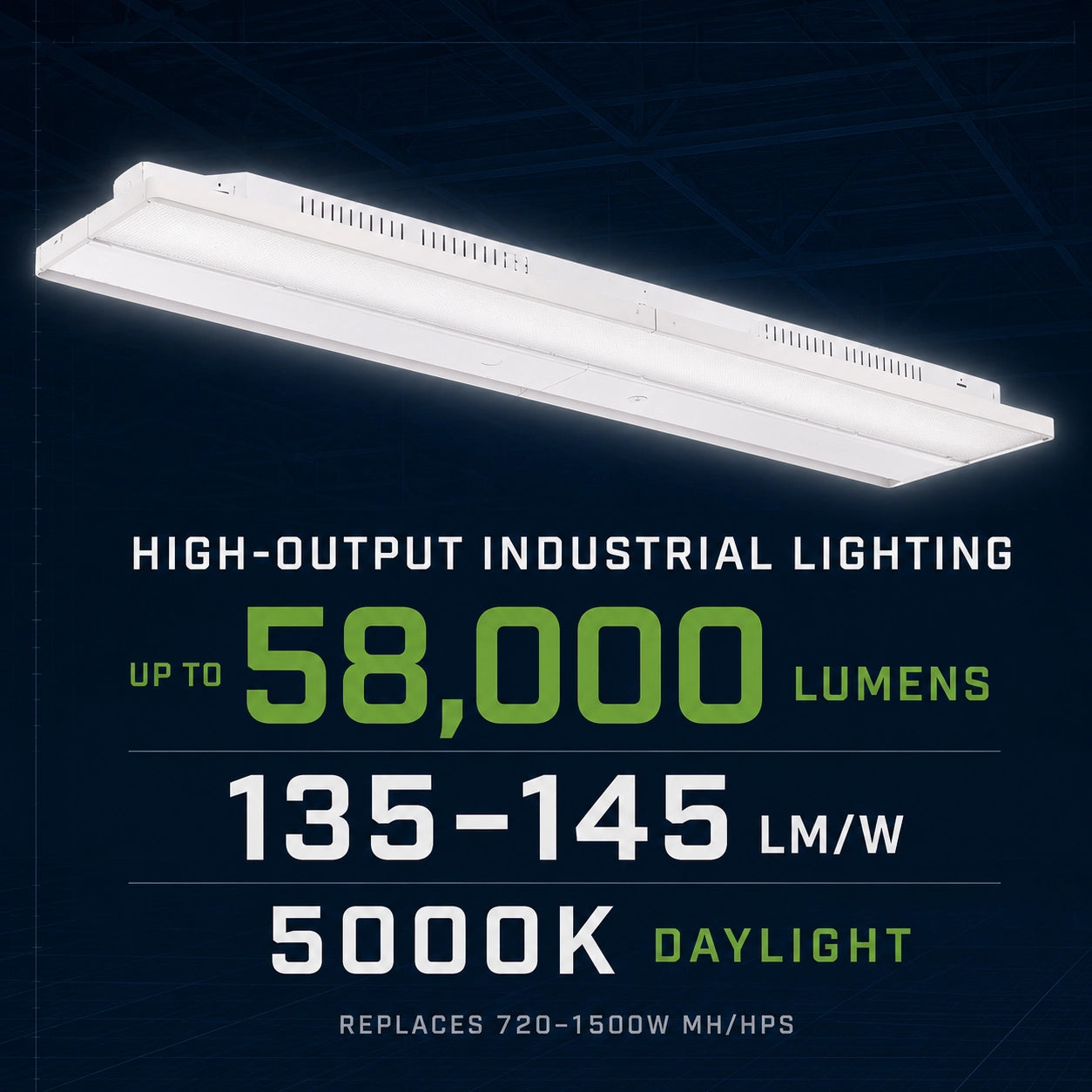 0-10V dimmable LED linear high bay light for flexible commercial and industrial lighting control