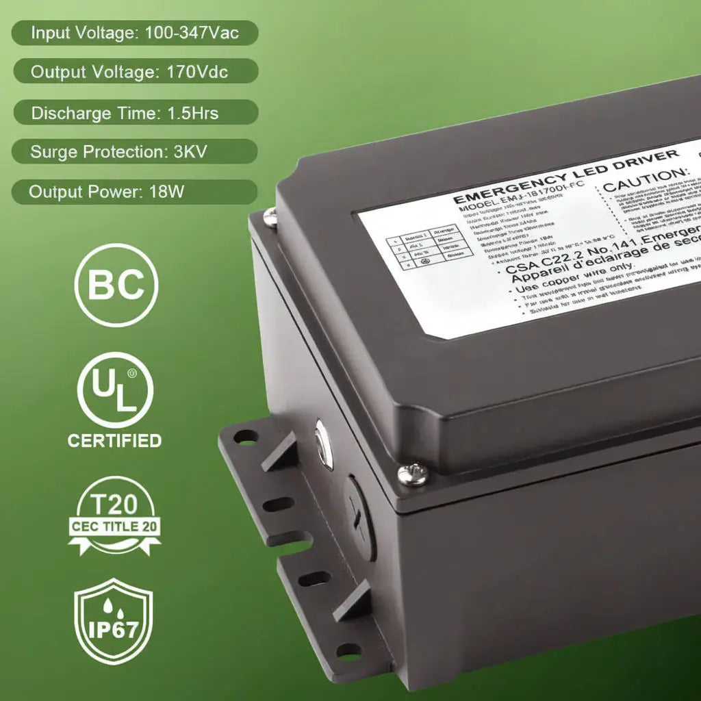 18W Water Proof Emergency Backup LED Driver For Outdoor Lights