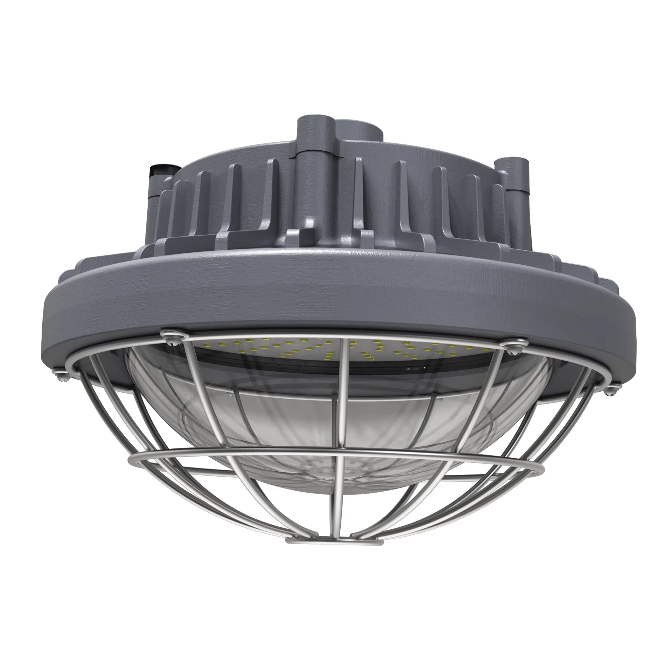 Round LED low bay hazardous industrial light designed for reliable illumination in demanding facilities