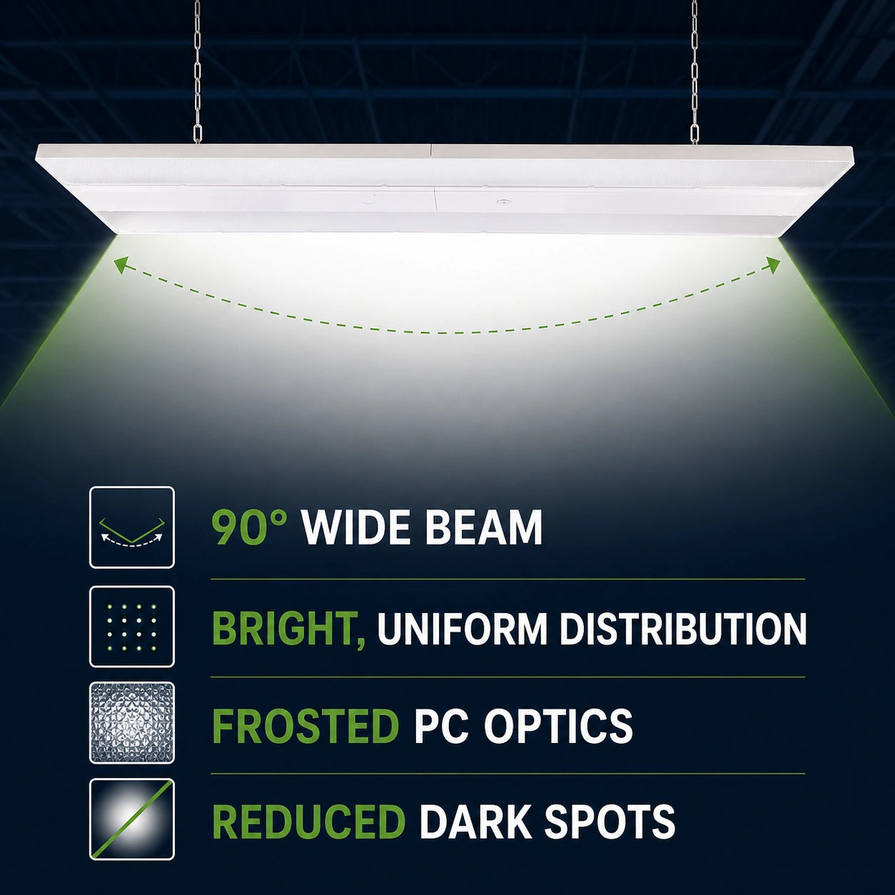 Sensor ready 4FT LED linear high bay light with plug-play motion sensor option for warehouse applications
